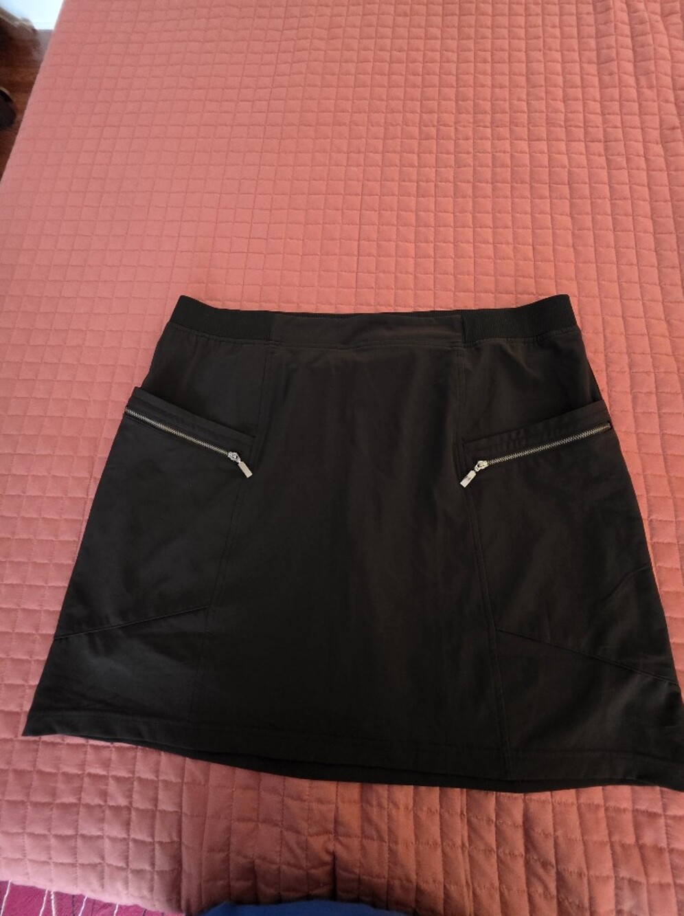 Chico's Black A-Line Skort with Silver Zip Pockets